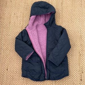 Navy jcrew jacket with a lavender inside. Size 6